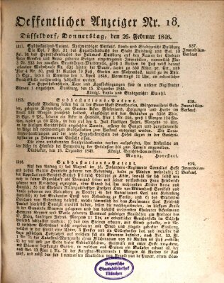 Amtsblatt für den Regierungsbezirk Düsseldorf Donnerstag 26. Februar 1846