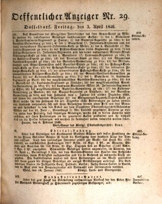 Amtsblatt für den Regierungsbezirk Düsseldorf Freitag 3. April 1846