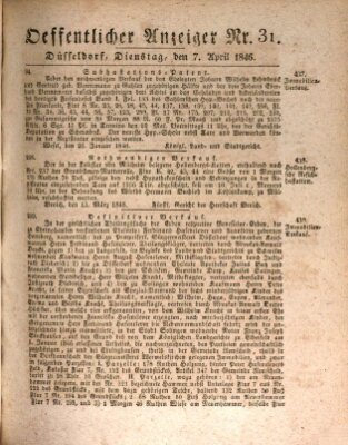 Amtsblatt für den Regierungsbezirk Düsseldorf Dienstag 7. April 1846