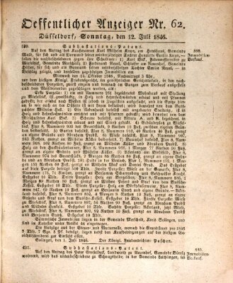 Amtsblatt für den Regierungsbezirk Düsseldorf Sonntag 12. Juli 1846