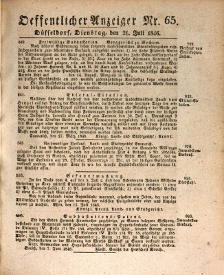 Amtsblatt für den Regierungsbezirk Düsseldorf Dienstag 21. Juli 1846