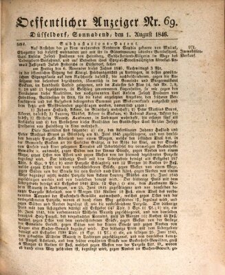 Amtsblatt für den Regierungsbezirk Düsseldorf Samstag 1. August 1846