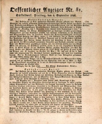 Amtsblatt für den Regierungsbezirk Düsseldorf Freitag 4. September 1846