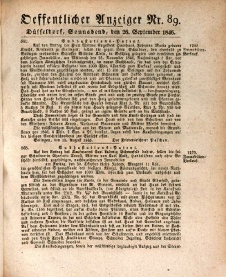 Amtsblatt für den Regierungsbezirk Düsseldorf Samstag 26. September 1846