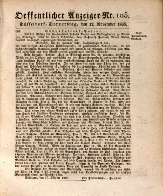 Amtsblatt für den Regierungsbezirk Düsseldorf Donnerstag 12. November 1846