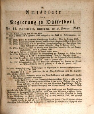 Amtsblatt für den Regierungsbezirk Düsseldorf Mittwoch 17. Februar 1847