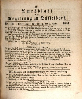 Amtsblatt für den Regierungsbezirk Düsseldorf Dienstag 2. März 1847