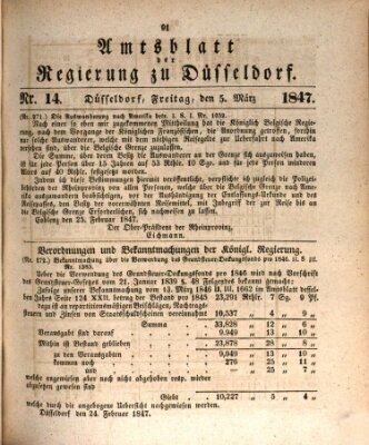 Amtsblatt für den Regierungsbezirk Düsseldorf Freitag 5. März 1847