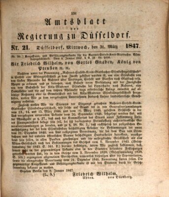 Amtsblatt für den Regierungsbezirk Düsseldorf Mittwoch 31. März 1847