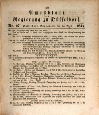 Amtsblatt für den Regierungsbezirk Düsseldorf Samstag 24. April 1847