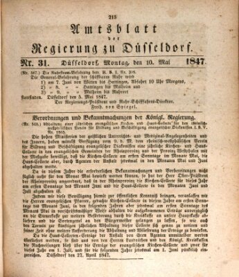 Amtsblatt für den Regierungsbezirk Düsseldorf Montag 10. Mai 1847