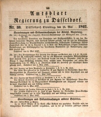 Amtsblatt für den Regierungsbezirk Düsseldorf Dienstag 18. Mai 1847