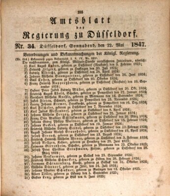 Amtsblatt für den Regierungsbezirk Düsseldorf Samstag 22. Mai 1847