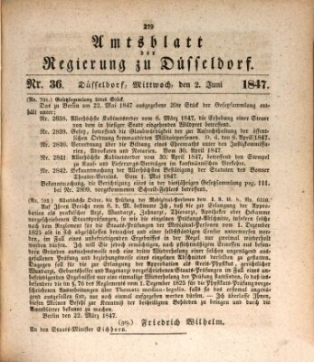 Amtsblatt für den Regierungsbezirk Düsseldorf Mittwoch 2. Juni 1847