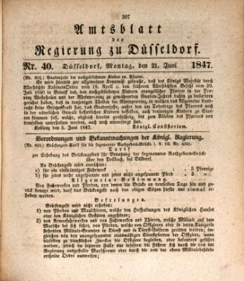 Amtsblatt für den Regierungsbezirk Düsseldorf Montag 21. Juni 1847