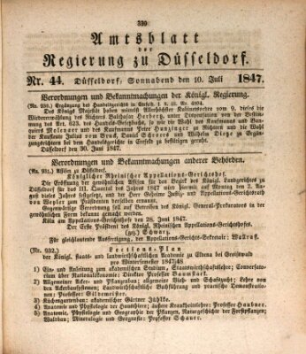 Amtsblatt für den Regierungsbezirk Düsseldorf Samstag 10. Juli 1847