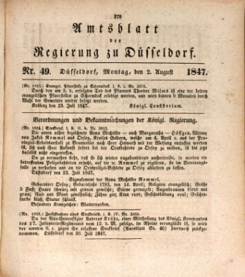 Amtsblatt für den Regierungsbezirk Düsseldorf Montag 2. August 1847