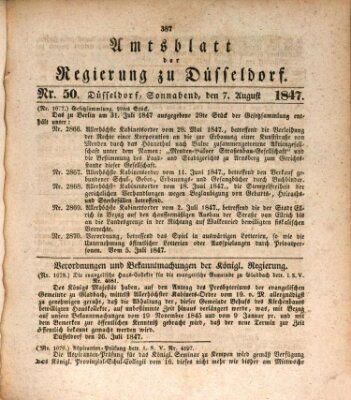 Amtsblatt für den Regierungsbezirk Düsseldorf Samstag 7. August 1847