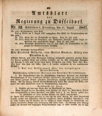 Amtsblatt für den Regierungsbezirk Düsseldorf Dienstag 17. August 1847