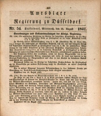 Amtsblatt für den Regierungsbezirk Düsseldorf Mittwoch 25. August 1847