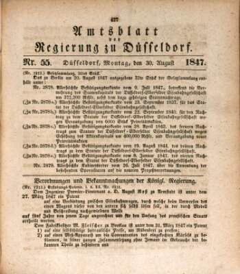 Amtsblatt für den Regierungsbezirk Düsseldorf Montag 30. August 1847