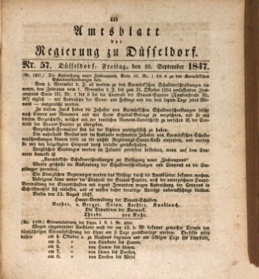 Amtsblatt für den Regierungsbezirk Düsseldorf Freitag 10. September 1847