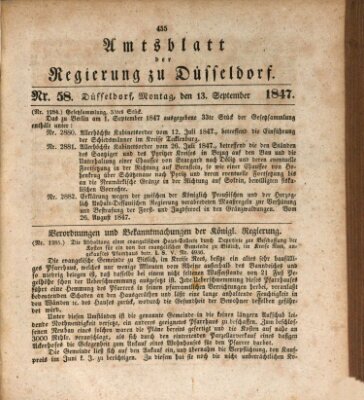 Amtsblatt für den Regierungsbezirk Düsseldorf Montag 13. September 1847