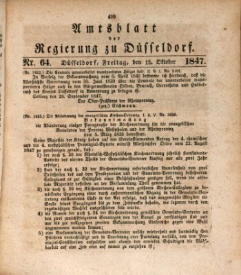 Amtsblatt für den Regierungsbezirk Düsseldorf Freitag 15. Oktober 1847