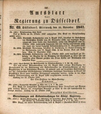 Amtsblatt für den Regierungsbezirk Düsseldorf Mittwoch 10. November 1847