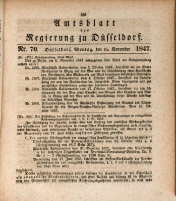 Amtsblatt für den Regierungsbezirk Düsseldorf Montag 15. November 1847