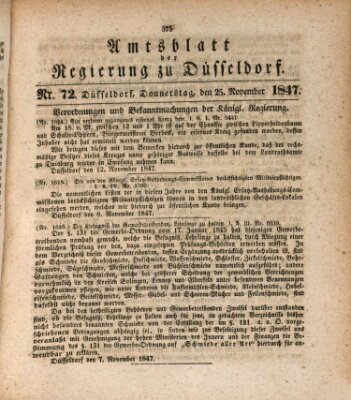 Amtsblatt für den Regierungsbezirk Düsseldorf Donnerstag 25. November 1847