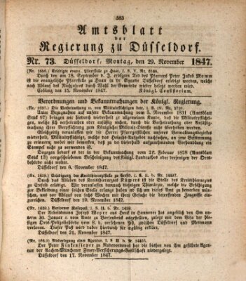 Amtsblatt für den Regierungsbezirk Düsseldorf Montag 29. November 1847