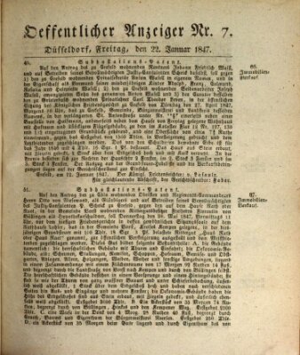 Amtsblatt für den Regierungsbezirk Düsseldorf Freitag 22. Januar 1847