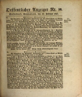 Amtsblatt für den Regierungsbezirk Düsseldorf Samstag 20. Februar 1847