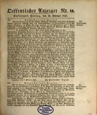 Amtsblatt für den Regierungsbezirk Düsseldorf Freitag 26. Februar 1847