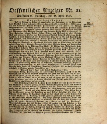 Amtsblatt für den Regierungsbezirk Düsseldorf Freitag 9. April 1847