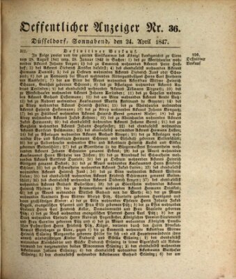 Amtsblatt für den Regierungsbezirk Düsseldorf Samstag 24. April 1847