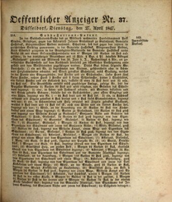 Amtsblatt für den Regierungsbezirk Düsseldorf Dienstag 27. April 1847