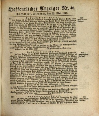 Amtsblatt für den Regierungsbezirk Düsseldorf Dienstag 25. Mai 1847