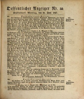 Amtsblatt für den Regierungsbezirk Düsseldorf Montag 21. Juni 1847