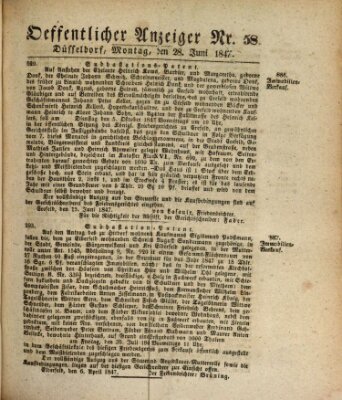 Amtsblatt für den Regierungsbezirk Düsseldorf Montag 28. Juni 1847