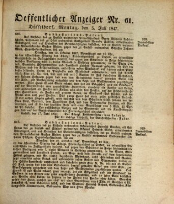 Amtsblatt für den Regierungsbezirk Düsseldorf Montag 5. Juli 1847