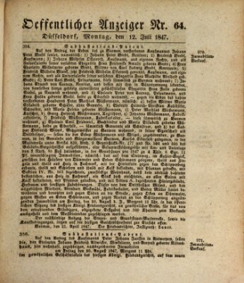 Amtsblatt für den Regierungsbezirk Düsseldorf Montag 12. Juli 1847