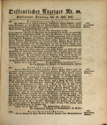 Amtsblatt für den Regierungsbezirk Düsseldorf Sonntag 18. Juli 1847