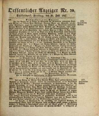 Amtsblatt für den Regierungsbezirk Düsseldorf Freitag 30. Juli 1847