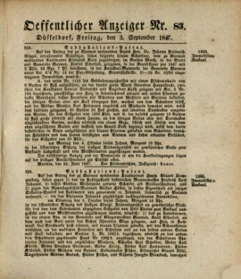 Amtsblatt für den Regierungsbezirk Düsseldorf Freitag 3. September 1847