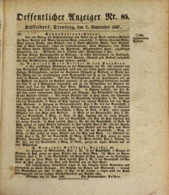 Amtsblatt für den Regierungsbezirk Düsseldorf Dienstag 7. September 1847