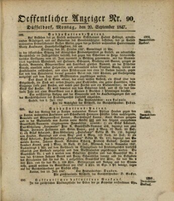 Amtsblatt für den Regierungsbezirk Düsseldorf Montag 20. September 1847