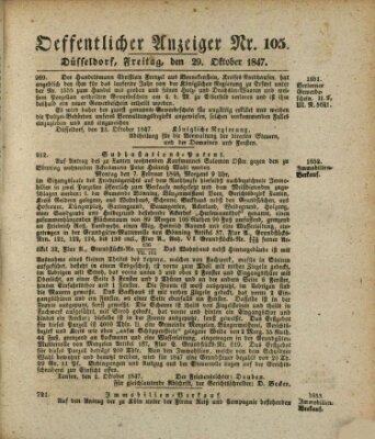 Amtsblatt für den Regierungsbezirk Düsseldorf Freitag 29. Oktober 1847