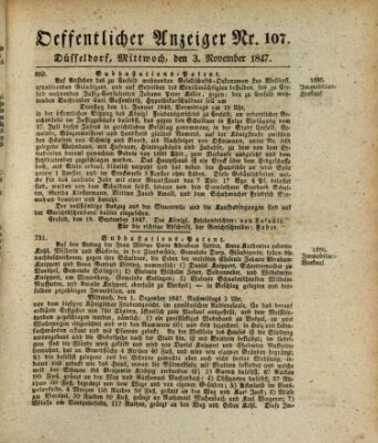 Amtsblatt für den Regierungsbezirk Düsseldorf Mittwoch 3. November 1847